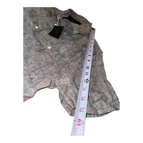 🔥 $195 rag & bone New York Gus S/S Linen Button Down Shirt Black / Grey Sz S 🔥 - Picture 9 of 11